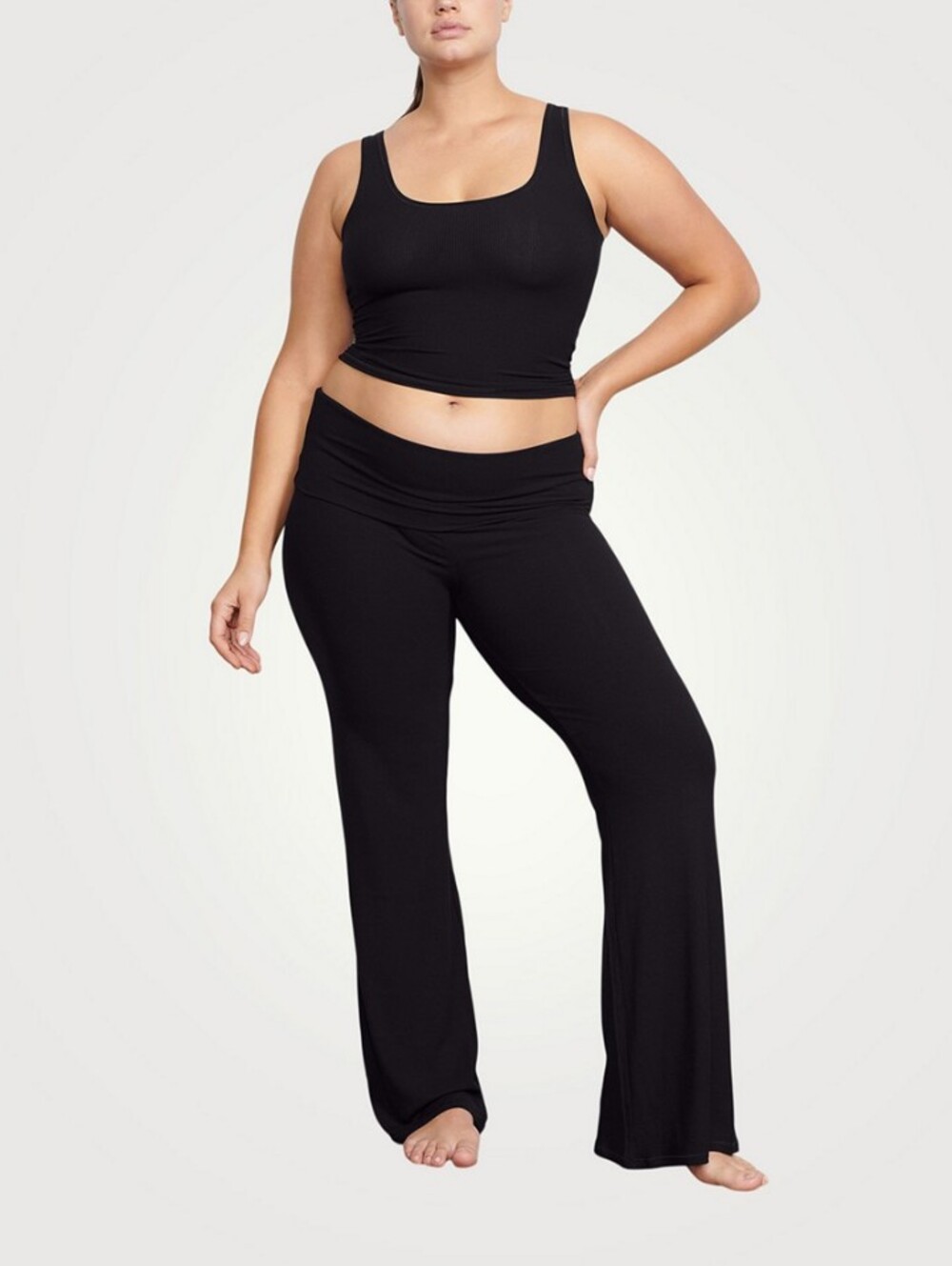 SKIMS Soft Lounge Fold-Over Ribbed Flare Pants Brown 2X NWT